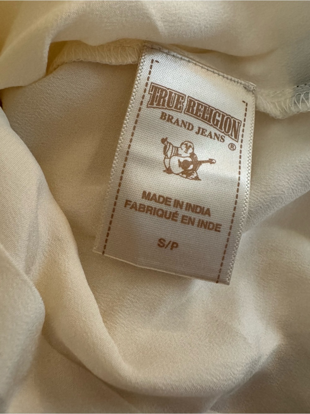 NWT True Religion Silk Women’s Long Sleeve Lace Cream Blouse Size Small Petite - Picture 12 of 14